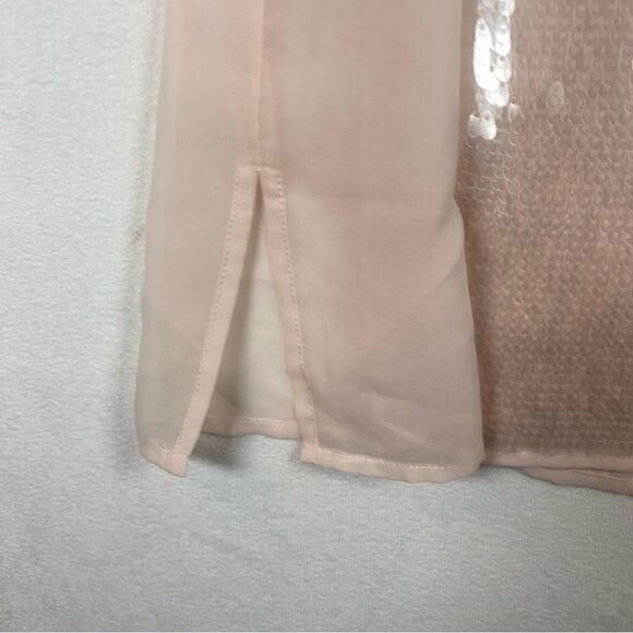 Victoria's Secret Pale Pink Semi Sheer Sequined High Neck Sleeveless Top Size M - Picture 8 of 13